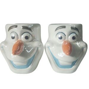 DISNEY Frozen Coffee Cups Mugs Olaf Snowman Ceramic 3D Large  Lot of 2